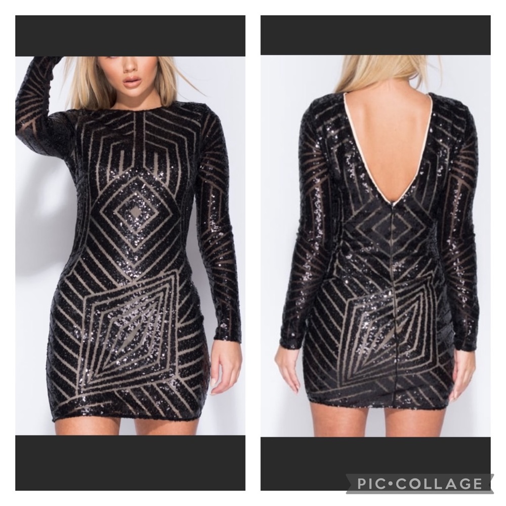 Long Sleeve Sequin Mini Dress